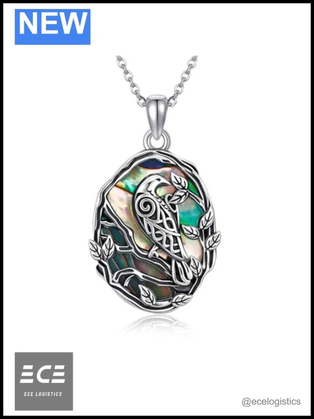 925 Sterling Silver Raven Pendant Necklace Moonstone Adjustable Chain